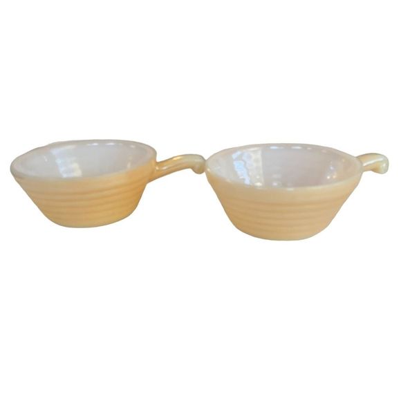 Vintage Fire King Peach Lustre Beehive Bowls With Handles Set‎ Of Four Bowls - Picture 8 of 9